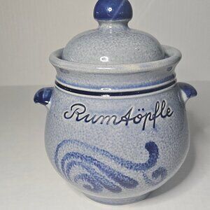 Vintage Marzi and Remy German Blue Salt Glaze Stoneware Crock Storage Jar W Lid